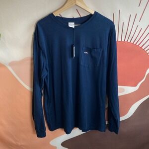 Noah NYC Logo Pocket Classic Long Sleeve Tee Navy Blue Mens Large NWT Shirt USA
